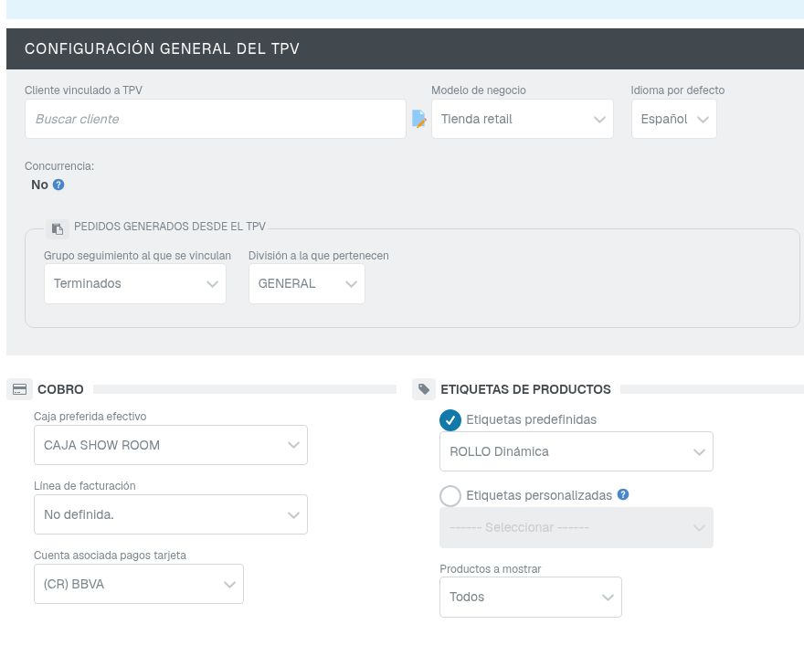 Cliente vinculado, configuración general y cobro