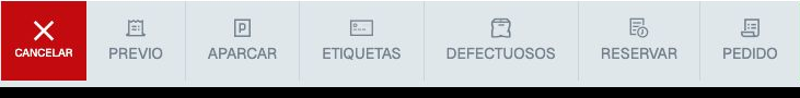 Barra inferior del TPV con la acción APARCAR para guardar el ticket pendiente