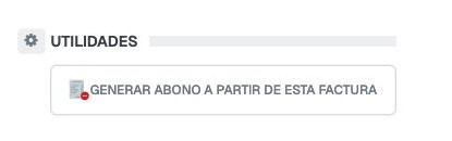 Botón Generar abono a partir de esta factura en el bloque Utilidades